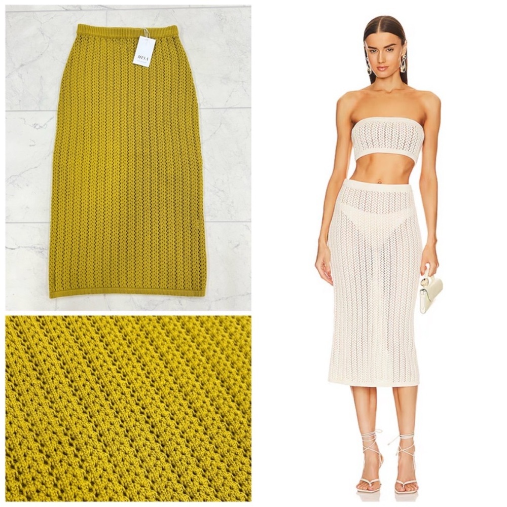NWT MISA Los Angeles Layla Skirt In Mustard MSRP $295 Size Medium